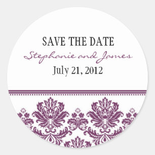 Plum Damask Wedcker Sticker Runt Klistermärke