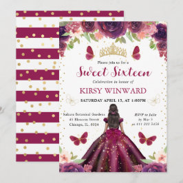 Plum Dress Mörk Skin Princess Sweet 16 Inbjudningar