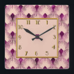Plum färgad Art Deco Stil Square Clock Fyrkantig Klocka<br><div class="desc">Jag har tagit den här konsthandboken och använt den för några artiklar i min Zazzle-butik. Jag har använt den här på en 10-tumsklocka. Färg är plommon på neutralten färg och lite guld. Jag tänka att det här är en underbar konsthugga stil-klocka för ditt hem.</div>