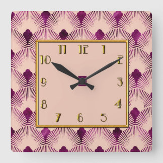 Plum färgad Art Deco Stil Square Clock Fyrkantig Klocka