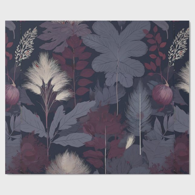 Plum Fig & Pampas Grass Seamless Autumn Presentpapper (Platt)