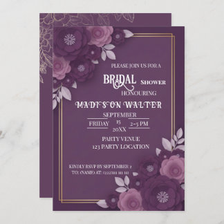 Plum Floral Dusty Rose Wedding Invitation Inbjudningar