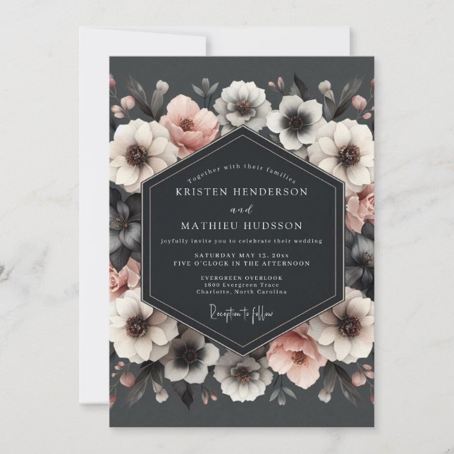 Plum Floral Romance Wedding Inbjudningar (Framsida)