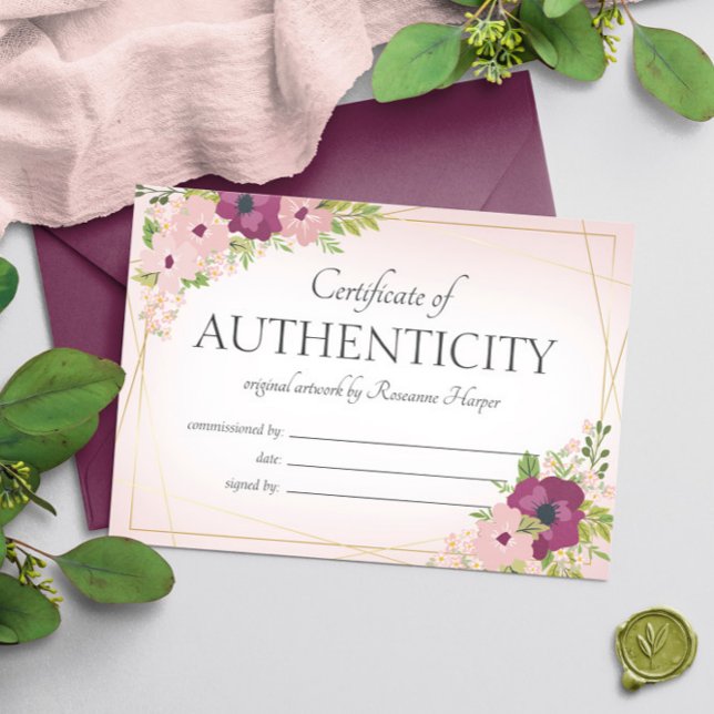 Plum  Flowers Certificate of Authenticity Tack Kort (Skapare uppladdad)