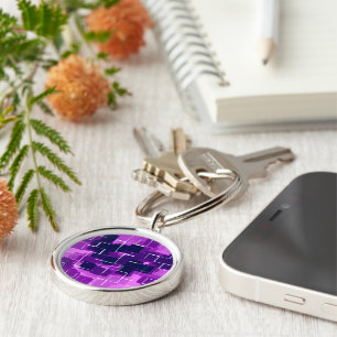 "Plum" Geometric Art Rund Silverfärgad Nyckelring