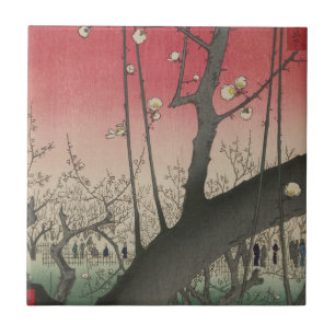 Plum Gods japansk edo Woodblock Plum Kakelplatta