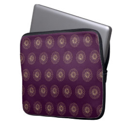 Plum | Golden Zinnia Flower Medallions Laptop Fodral