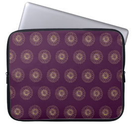 Plum | Golden Zinnia Flower Medallions Laptop Fodral