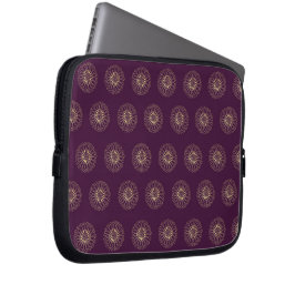 Plum | Golden Zinnia Flower Medallions Laptop Fodral