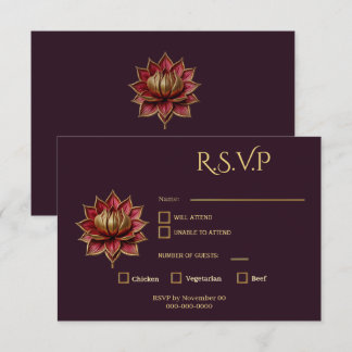 Plum Gothic Response Card Lotus Flower OSA Kort