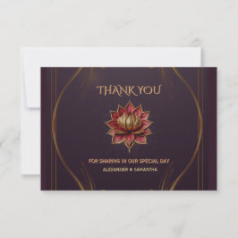 Plum Gothic Wedding Thank You Card Gold OSA Kort
