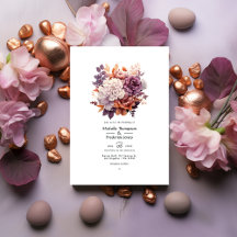 Plum, Grått, koppar och damm Ro Blommigt Bröllop