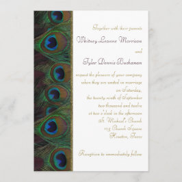 Plum, inbjudan till Guld Peacock Feathers-bröllop