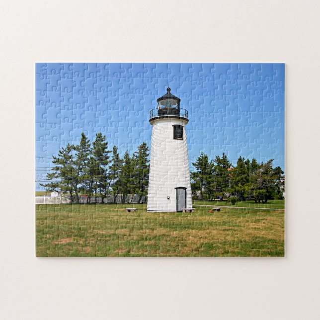 Plum Island Lighthouse Massachusetts Jigszle Puzzl Pussel (Horisontell)