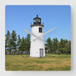 Plum Island Lighthouse, Massachusetts Wall Clock Fyrkantig Klocka
