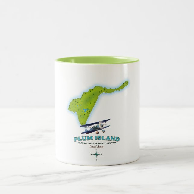 Plum Island, Southold Suffolk county, New york kar Två-Tonad Mugg (Center)