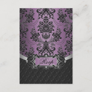 Plum Lapis Lila Black Damask Wedding OSA kort