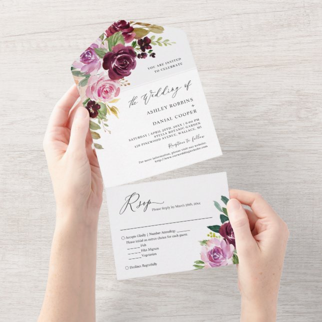 Plum Lavender Lila  Blommigt Bröllop (Tearaway)