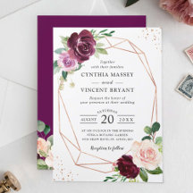 Plum Lila Blommigt Modern Geometric Bröllop