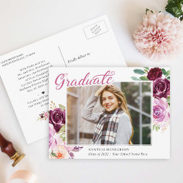 Plum Lila Blommigt Photo Studenten annons Vykort