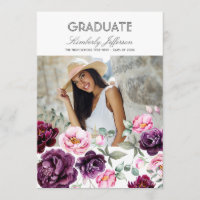 Plum Lila Blommigt Watercolor Photo Studenten