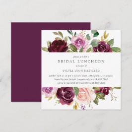 Plum Lila blommor Fall Blommigt Möhippa Luncheon Inbjudningar