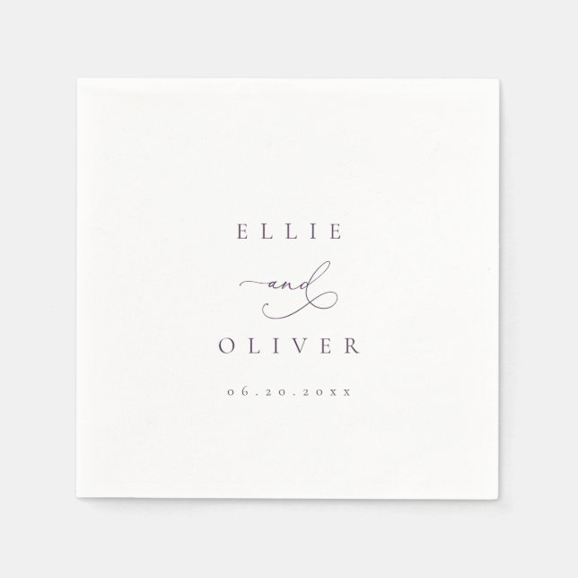 Plum Lila Boho Bröllop Modern Cocktail I Pappersservett (Framsidan)