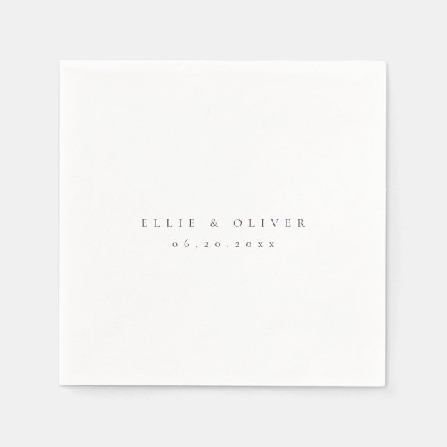 Plum Lila Boho Bröllop Modern Cocktail Pappersservett (Framsidan)