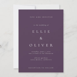 Plum Lila Boho Elegant minimalist Bröllop Inbjudningar