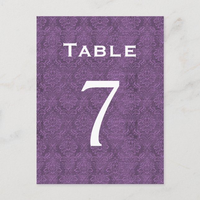 Plum Lila Damask Wedding Bordsnummer 7 C206 (Framsida)
