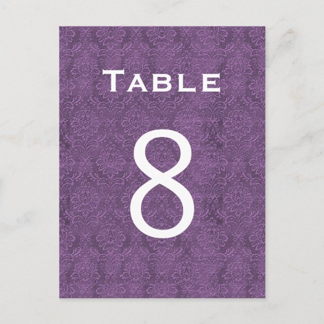 Plum Lila Damask Wedding Bordsnummer 8 C207 (Framsida)
