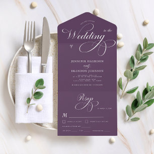 Plum Lila Elegant Calligraphy Classic Bröllop