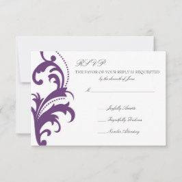 Plum Lila Elegant Damask BröllopsOSA OSA Kort