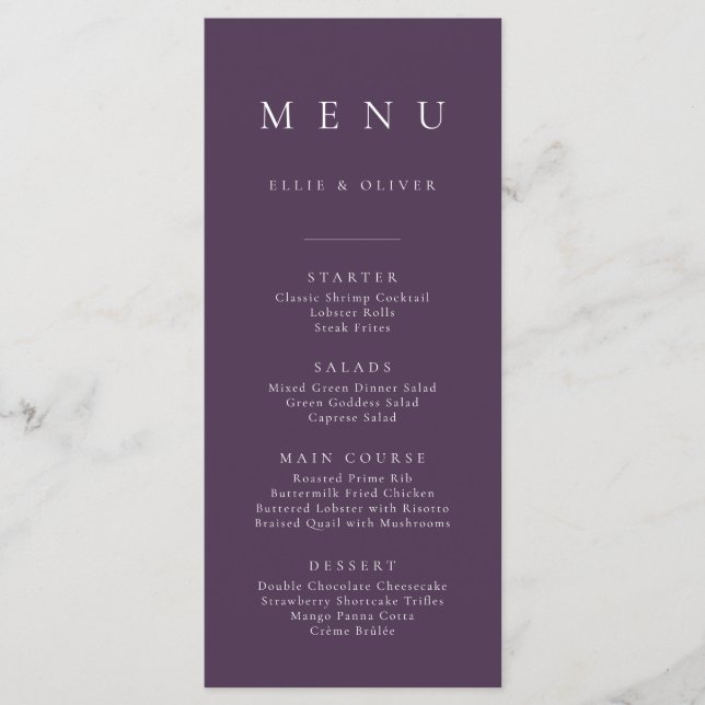 Plum Lila Elegant - minimalistisk enkel platta I-m Meny (Framsida)