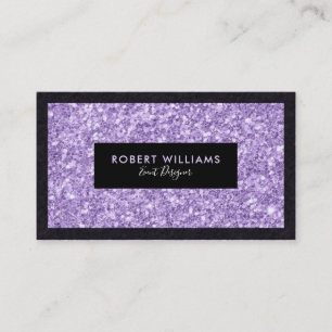 Plum-Lila Faux Glitter Black Accents Visitkort