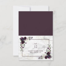 Plum Lila Guld Blommigt Place Card