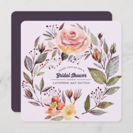 Plum Lila Hösten Blommigt Inbjudningskort för möhi