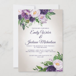 Plum Lila Lavender Greenery Bröllop Inbjudningar