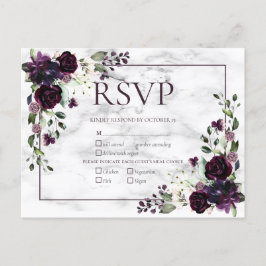 Plum Lila Marble Fall Wedding OSA Invati Inbjudan Vykort
