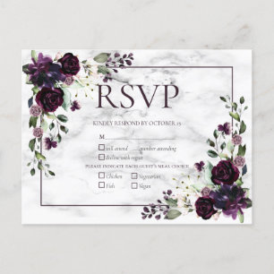 Plum Lila Marble Fall Wedding OSA Invati Inbjudan Vykort