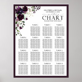 Plum Lila Mauve Blommigt Reception Sittplats Poster