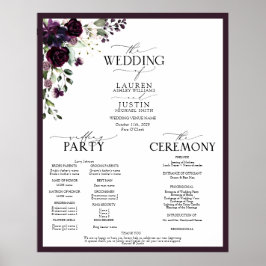 Plum Lila Mauve Blommigt Watercolor Program Poster