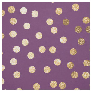 Plum Lila och Guld Glitter City Dots Tyg