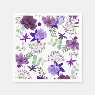 Plum Lila och Violetta Flowers Elegant Firande Pappersservett