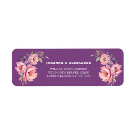 Plum Lila Peony Bröllop Returetiketter Returadress Etikett