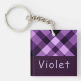Plum Lila Play Monogram Square Keychain