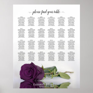 Plum Lila Ro 24 sätesdiagram för säten Bord Bröllo Poster