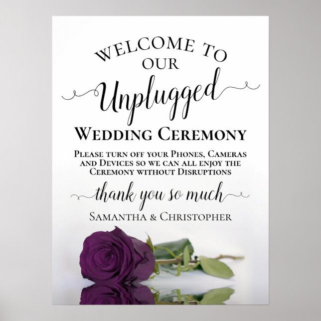 Plum Lila Ro Chic Opluggat Bröllop Ceremony Poster (Framsidan)