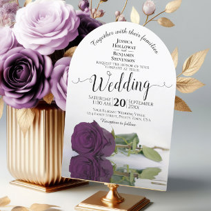 Plum Lila Ro Elegant Romantic Arch Bröllop Inbjudningar