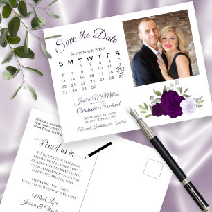 Plum Lila Ro Photo & Calendar Spara datum Meddelande Vykort